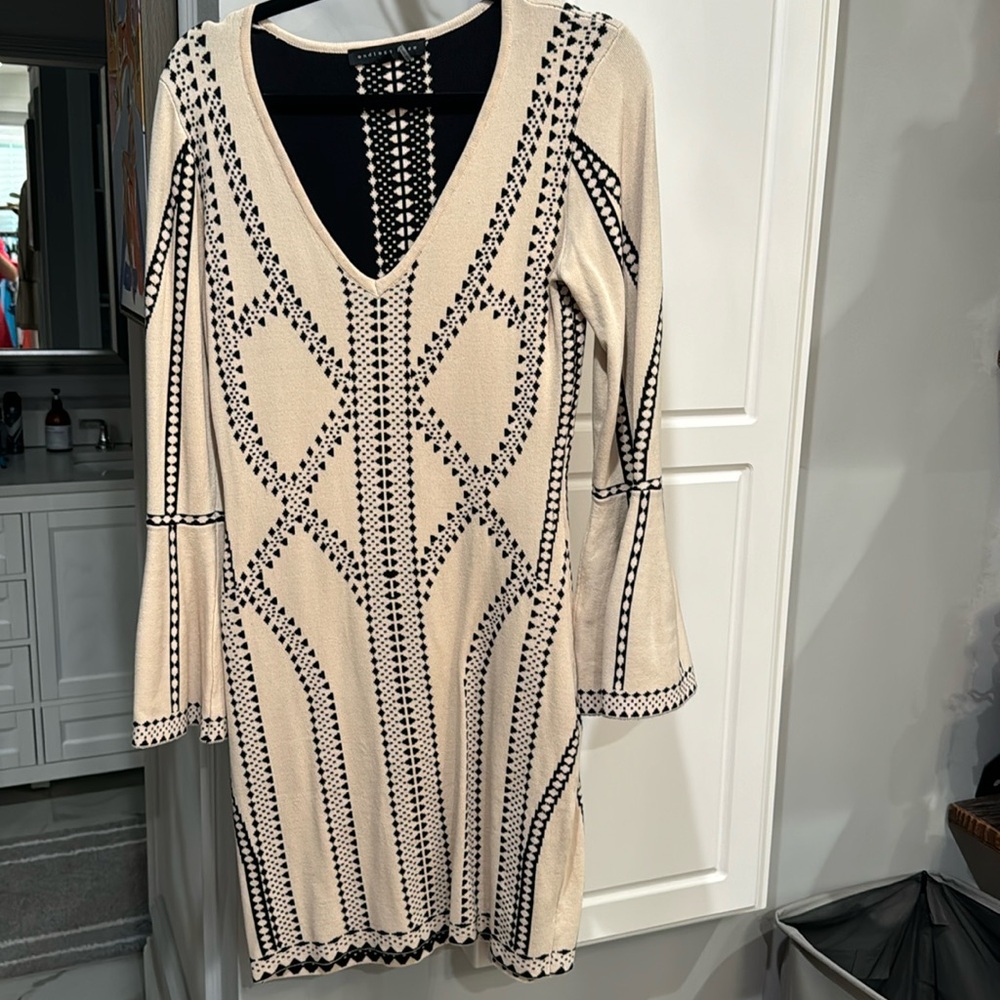 Endless Rose Neutral and Black Sweater Dress